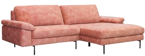 KAWOLA Ecksofa Velvet Sofa VISAO Relaxsofa Eckcouch Samt Rosa Recamiere Rechts, Wohnlandschaft, 236x160 cm