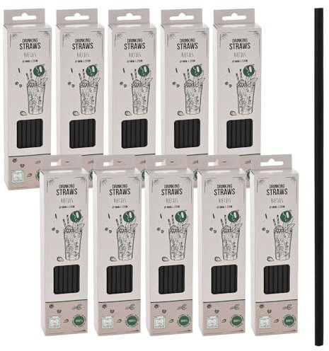 Murago - 500 x Plastik Strohhalme ca. 22cm x 0,06cm - spülmaschinenfest hitzebeständig wiederverwendbar Trinkhalme Party Schwarz Strohhälme