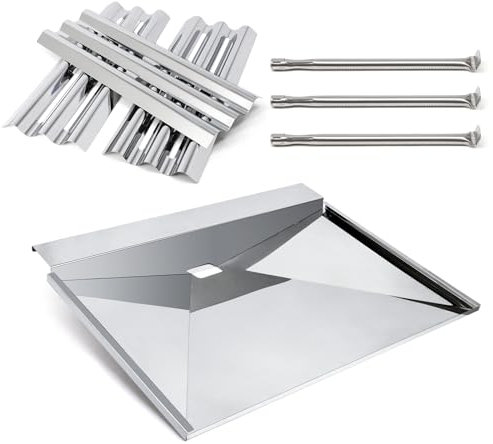 Adviace Grill-Ersatzteile für Napoleon LEX 485, N010-0501-M01 Abtropfschale & S81001 Edelstahl-Brenner und Sear Heizplatten-Kit für Napoleon LEX485 LD485 Serie Grills, 3 Stück