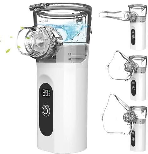 Aerosol Portatile Silenzioso con Display Digitale,Aerosol ultrasuoni silenzioso 2 Modalità Regolabili Macchina Aerosol Adulti e Bambini Ricaricabile, Nebulizzatore con Pulizia Automatica