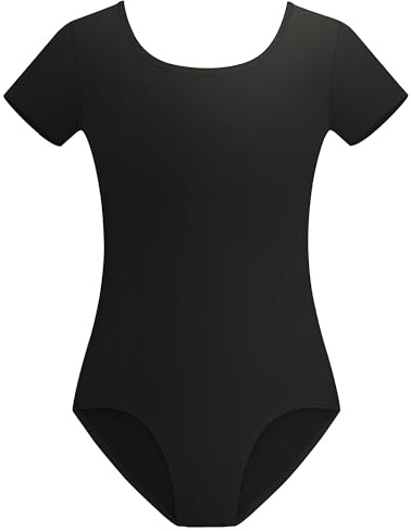Stelle Ballet Leotards for Girls Gymnastics Dance Outfit (Black,12-14Y)