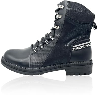 Nowaland Damen Combat Boots, gefütterte Kunstleder-Stiefel mit Reißverschluss, im Urban Style