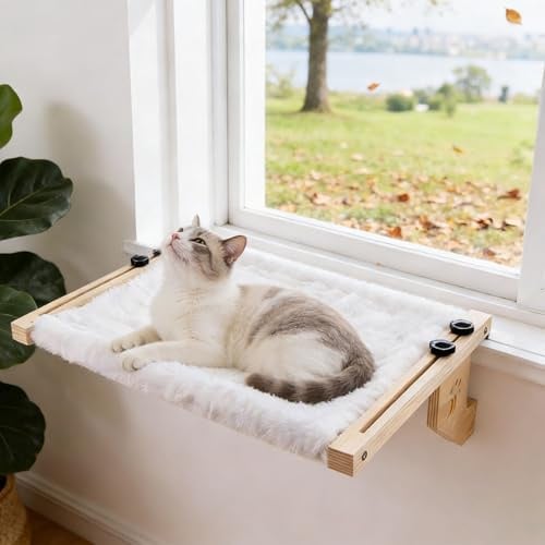 Wuhmhm Amaca per gatti termosifone, cuccia gatto termosifone in legno, amacada finestra, sdraio per gatti da davanzale per riscaldare il bordo della cuccia, accessorio per amaca da interno