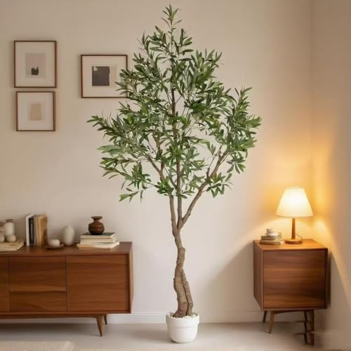6FT Olive Tree Artificial, Faux Olive Tree Indoor Tall Artificial Indoor Plant Realistic Fake Plants Perfect for Home Office Living Room Corner Decor