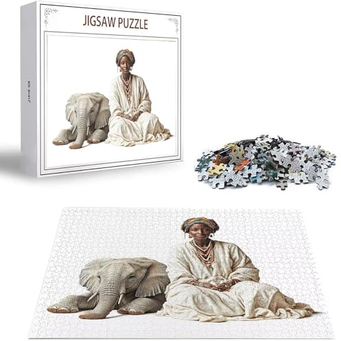 Elefant Puzzle 6000 Teile Frau Jigsaw Puzzles für Erwachsene, Premium Quality Holzpuzzle Klassische Puzzles, DIY Groß Puzzelmatten 179 x 105 cm, Gescsspiel für die Ganze Familie Dekor Geschenk B-4014