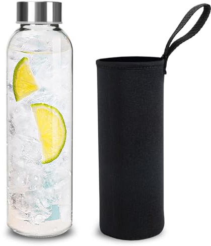 TEGOVE Bouteille d'eau en verre,Gourde Sport 500ml/1PCS -Bouteille d'eau | Bouteille en borosilicate anti-fuite–Idéale pour maison, les voyages, le sport, le yoga, la gym