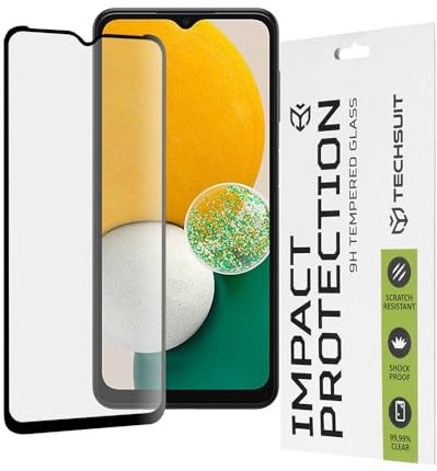 Techsuit Displayschutzfolie für Samsung Galaxy A13 5G, A04s, A04 Gehärtetes Glas mit 9H Härte, Vollständige Abdeckung, Stoßschutz, Oleophobe Beschichtung, Anti Fingerabdruck, Kratzfest, 111D Full Glue