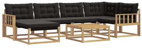 vidaXL Outdoor-Sofagarnitur 7 pcs Weiß und Schwarz 79 x 79 x 37 cm, Modernes Garten-Sofa-Set, langlebige Loungemöbel, stylische Terrassensitze, wetterfeste Schaumkissen, Akazienrahmen