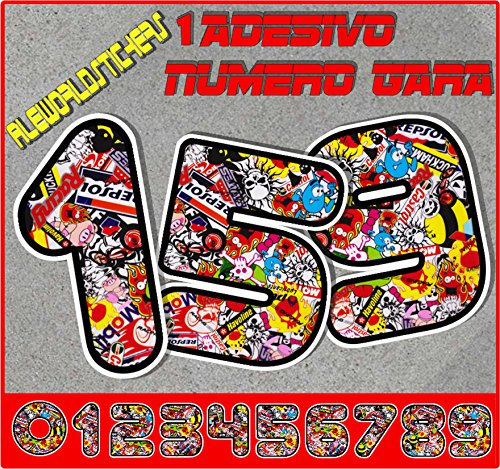 AWS Wählen Sie Ihren Aufkleber Gara Sticker Bomb Nummer Rennen H 12 cm Moto GP Cross Racing Tuning Auto Vinyl Bedruckt Aufkleber