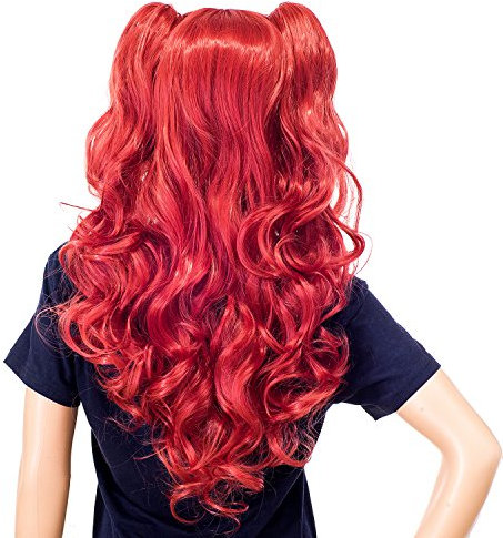 SWACC Perücke, lang, gelockt, doppelt, zum Anklipsen, Kunsthaar, Pastellfarben, farbenfroh, für Cosplay, Party, für Damen und Kinder mit Perückenkappe