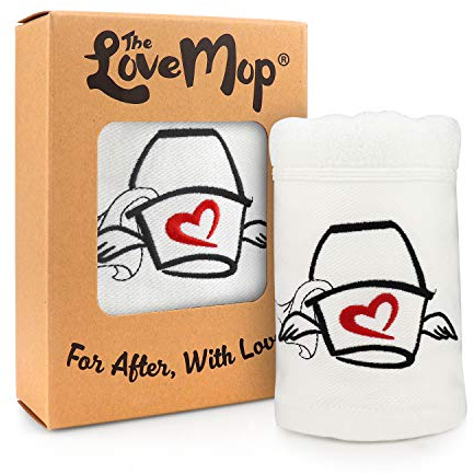 Love Mop Premium Cotton After Care Towel - Fun Gift Bachelorette Wedding Bridal Shower Party Couples Second 2nd Anniversary for Man Her Him Wife Husband Boyfriend Girlfriend Romantic Valentines Day