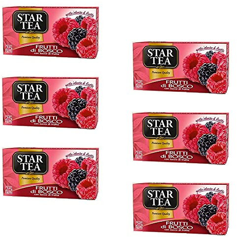 6x Star The Frutti di bosco tè tea box 25 Tee beutel Beeren 42,5g Schwarztee