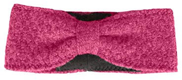 Zwillingsherz Stirnband mit Schleife - Hochwertiges Strick-Kopfband für Damen Frauen Mädchen - Mit Fleece - Wolle - Ohrenschutz - Haarband - warm und weich für Herbst Winter und Frühjahr pink