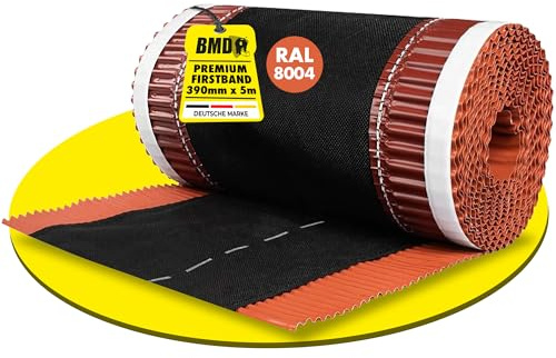 BMD Firstrolle | Gratrolle | 390 mm x 5m | ziegelrot RAL 8004 | Aluminium | Firstband | Gratband | Rollfirst | Grat | First | Dach