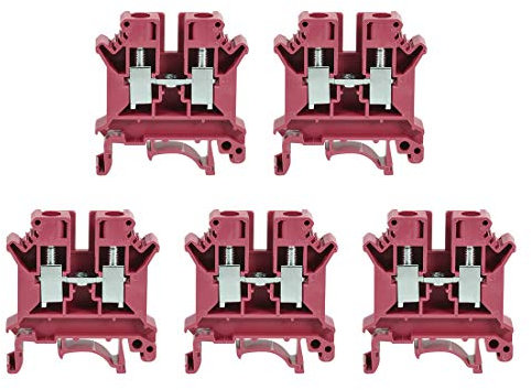 sourcing map DIN Rail Bornier UK6N 800V 57A Vis Type Connecteur 6mm2 Rouge 5Pcs