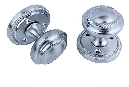 Golden Grace Satin Brushed Chrome Mortice Georgian Sprung Door Knob Set Pack Pair