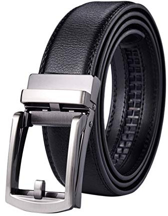 Battnot Herren Gürtel Ledergürtel Ratsche Automatik Schnalle Metall Hypoallergenic Zweilagiges Rindsleder stufenlos verstellbarer mit Eisenschnalle, Belt für Männer Länge 130 cm, Breite ca. 3,5 cm