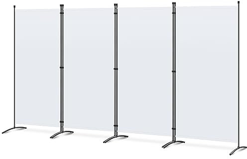 Angel Living Paravent 4 Panneaux Diviseurs de Chambre Séparateur de Panneaux Indépendant Paroi de Séparation Murale Séparation Visuelle pour Bureaux, Chambre à Coucher, 324 x 169cm (Blanc)