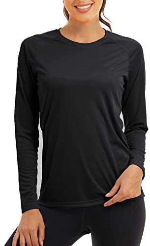 KEFITEVD UPF 50 UV Sonnenschutz Tshirt Langarm Damen Rash Guard Funktionsshirt Damen Sport Shirt Atmungsaktiv UV Kleidung Schwarz 2XL