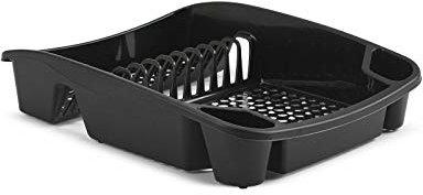 Plastic Kitchen Sink Dish Drainer Cutlery Plate Cup Storage Holder Rack Tidy (Black, Small Dish Drainer)