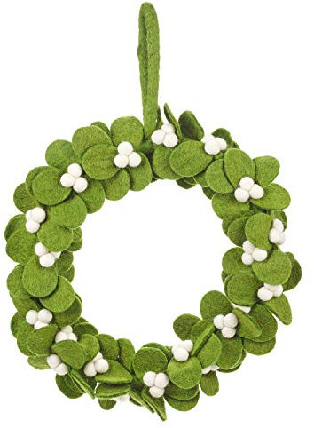 Lights4fun 30cm Adventskranz Handgefertigter Mistelzweig Kranz aus Filz Weihnachtsdeko