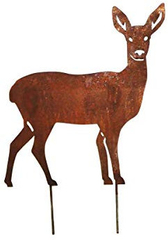 Irony24 Edelrost REH Gartenstecker 60 x 56 cm 1 Stück