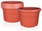 BigDean 6X Blumentopf Ø 25 cm Farbe Terrakotta Kunststoff Pflanztopf Containertopf Übertopf Pflanzkübel rund 25 x 18 cm