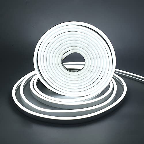 XUNATA USB LED Strip Mit Schalter, 5V 2835 120leds/m Neon Schlauch Diffusion Wasserdicht Flex LED Lichtband Streifen (Weiß, 5M)