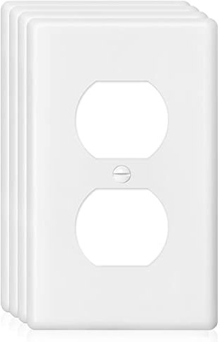 Decorator - Placa de pared para pared (1 bandeja, dúplex, termoplástico, policarbonato irrompible, color blanco (paquete de 4, dúplex individual)