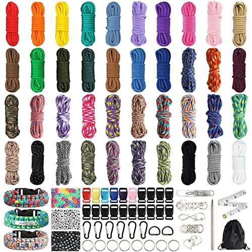 Paracord-Armband-Set, 550 Paracord-Seil-Set und komplettes Zubehör, 40 Farben, Paracord-Set zur Herstellung von Paracord-Armbändern, Schlüsselbändern, Hundehalsbändern, Armbändern