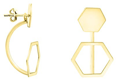 SOFIA MILANI - Damen Ohrringe 925 Silber - vergoldet/golden - Sechseck Hexagon Ohrstecker - E1361