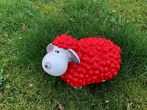Lustiges Deko Schaf Ziege bunt Lamm Weiss Rot Tierfigur Gartenfigur Tier