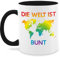 Tasse Tassen 325ml - Pride LGBTQ Flagge - Die Welt ist bunt – Regenbogen Farben - 325 ml - Schwarz - gay lgbt bunte kaffeetasse csd fanmug lesbian teetasse lqbtq lgbtqia queer kleidung month