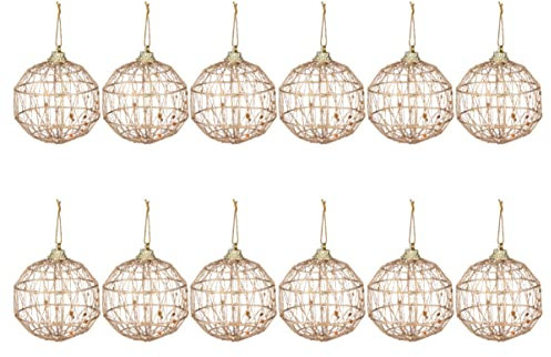 Toyvian 12 Stück Schmuckkugeln Ball Party Holiay Neue Ornamente: Dekore Goldener Anhänger Hohl Entzückende Weihnachtsglitter Christas Ornamente Dekorative Anhänger Drahtdekoration
