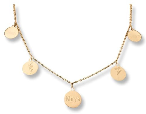 Personalisierte Familienkette als Geschenk für Frauen | zur Geburt | zur Hochzeit | für die Freundin | für Mama (Gold)