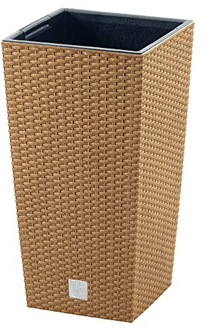 Blumentopf Ocker mit Behälter, Kollektion Rato Square Eco, 20 x 20 x 37,6 cm, Fassungsvermögen 5 l.