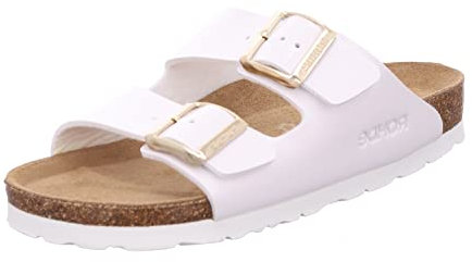 Rohde Damen Pantolette Lack Zwei Schnallen Kork Fußbett Alba 5576, Größe:38 EU, Farbe:Weiß