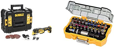 DEWALT DCS355NT-XJ Utensile Multi-Funzione ad oscillazione, motore Brushless, in valigetta TSTAK senza batteria e caricabatterie, 18 volts & DT7969-QZ Set Avvitatura Composto da 32 Pezzi Assortiti