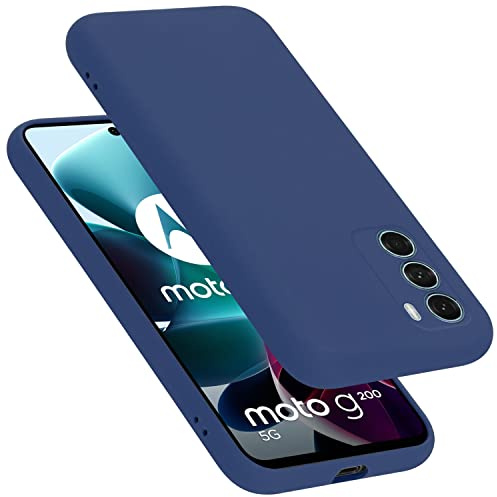 Cadorabo Hülle kompatibel mit Motorola Moto G200 5G Hülle Silikon Handyhülle für Moto G200 5G Case aus flüssigem Silikon- Kratzfeste und stoßfeste dünne TPU Schutzhülle - Liquid BLAU