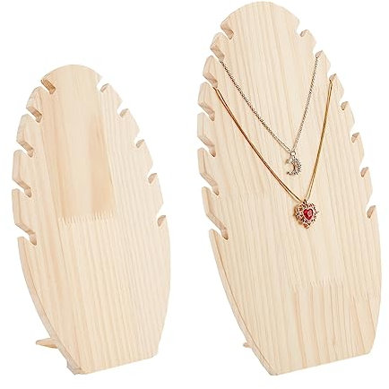 nbeads 2 Ensembles 2 Tailles Présentoir à Collier Chevalet en Bois, Présentoir à Bijoux en Bois Porte Bijoux Porte Collier Support Rangement à Bijoux pour Collier Pendentif Bracelet
