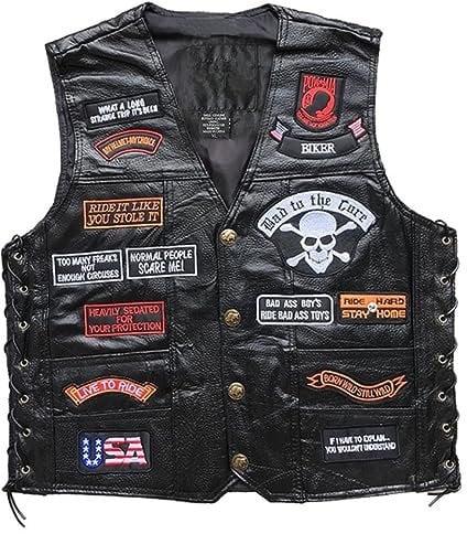 WalnutKing Giacca da motociclista da uomo in pelle con toppe alla moda (IT, Testo, S, Regular, Regular, 5)