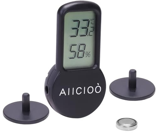 AIICIOO Termometro digitale per rettili, igrometro, termometro, incubatrice per rettili, acquario, acquario, terrario, igrometro, termometro, confezione da 1