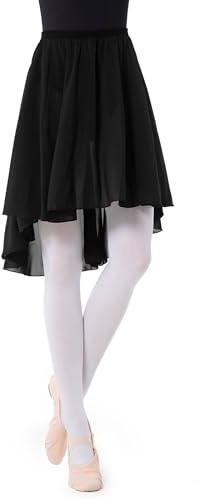 DGSHIRLDJO Ballet Wrap Skirt Chiffon Pull-on Elastic Waist Dance Skirt for Women Girls Ballet Dancewear（M，Black）