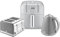 Swan Retro Kitchen Set, 1.5L Fast Boil Kettle & 4 Slice Toaster & Retro 6L Manual Air Fryer, Grey, SK19020GRN, ST19020GRN, SM22030LGRN