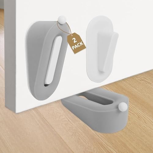 NiCola Door Stopper, 2Pack Cute Door Stop, Decorative Rubber Door Stops, Heavy Duty Sound deadening Door Stops for Home and Office(Grey)