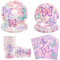 50 Pièce Assortiments de Fêtes, Papillon Vaisselle de Fete, Vaisselle de Papillon, Vaisselle Anniversaire Papillon, Decoration Anniversaire Papillon, Papillon Decoration Fête Anniversaire Kit