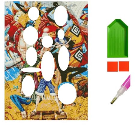 5D DIY Diamond Painting Kit Complet, Dessin Animé Luffy Nika Zoro Nami Diamant Peinture Broderie Point de Croix Diamond Painting Kits pour Enfants Décoration Murale DIY, Idéal pour Adultes 30 x 40 cm