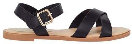 Dorothy Perkins Wide Fit Florence Faux Leather Cross Strap Flat Sandals, 5, Rose Gold