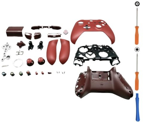 Hzxkqmil Ersatz Volles Schale-Kit für Xbox One S/X Controller (Modell 1708), DIY Faceplate Hülle Vordere Abdeckung Rückseitenplatten Seitenschienen Tasten Zubehör, Rot