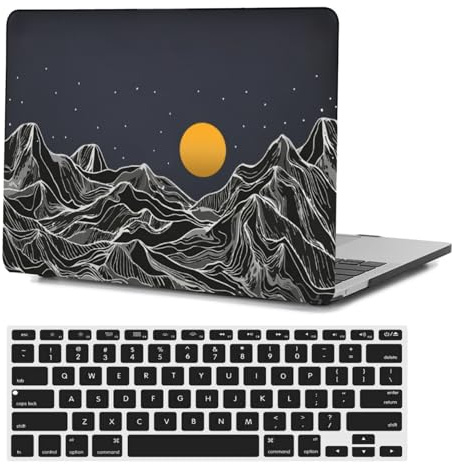 FFBOFFC Laptop Shell Compatible with MacBook Pro 14 inch Case 2023 2022 2021 Model A2992 A2918 A2779 A2442 with Retina Display & Touch ID, Plastic Hard Case Cover & Keyboard Skin, Black Mountain